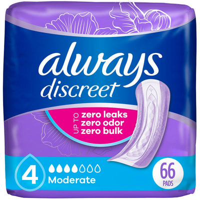Always Discreet Adult Incontinence Pads for Women - Moderate Absorbency