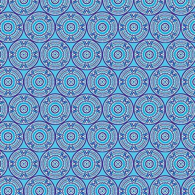 Medallions Blue Cheeto's World Cotton Fabric - 44"/45" Per Yard