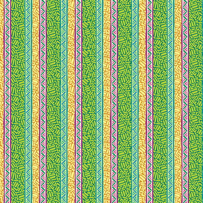 Tissu en coton Ziggy Stripe Green Cheeto's World au mètre