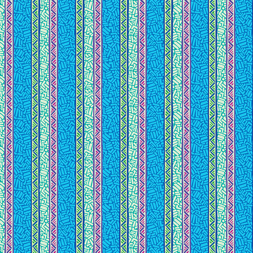 Tela de algodón Ziggy Stripe Blue Cheeto's World por yarda