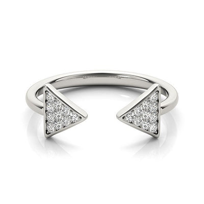 14k White Gold Diamond Arrowhead Open Ring