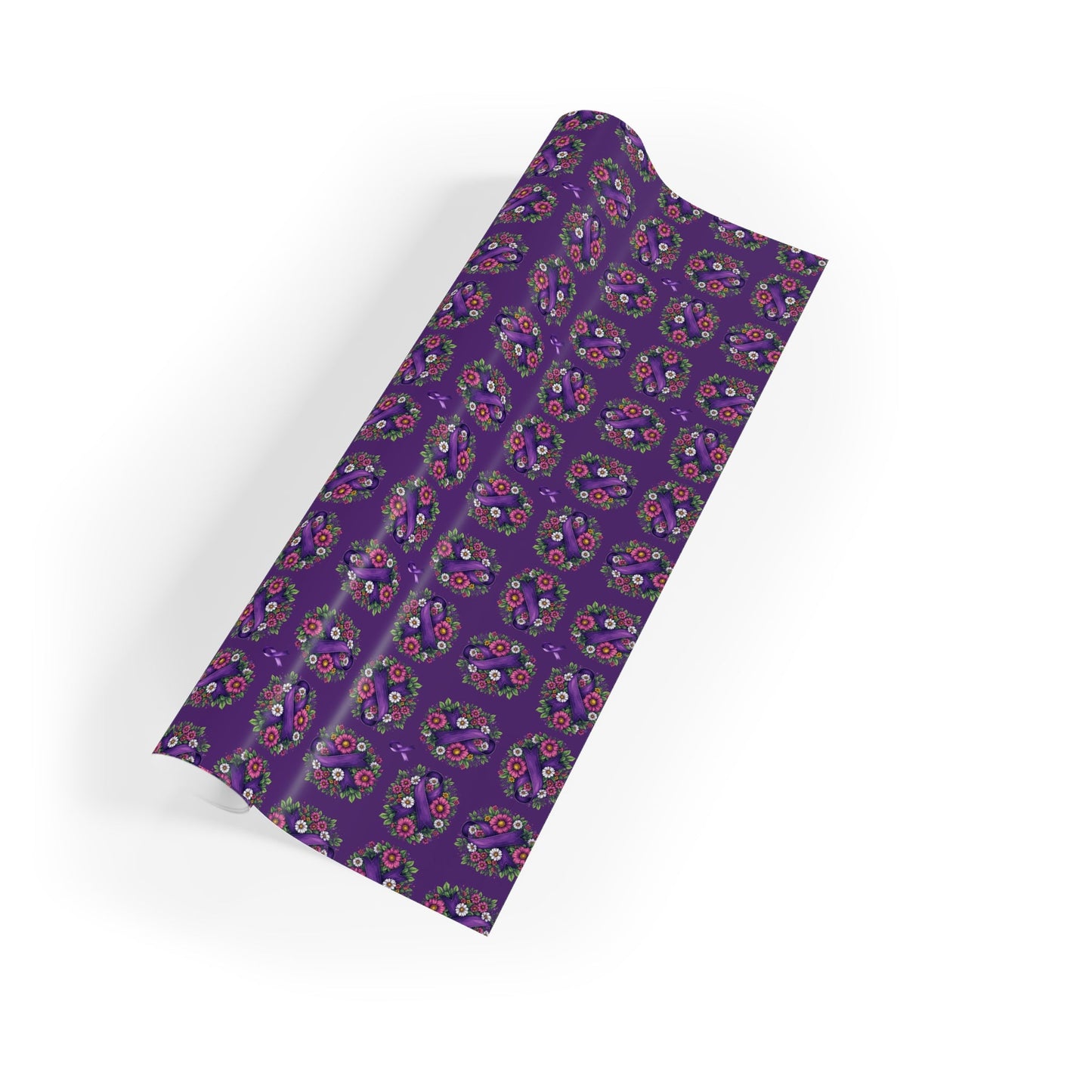 Purple Ribbon & Flowers Gift Wrap Paper Roll