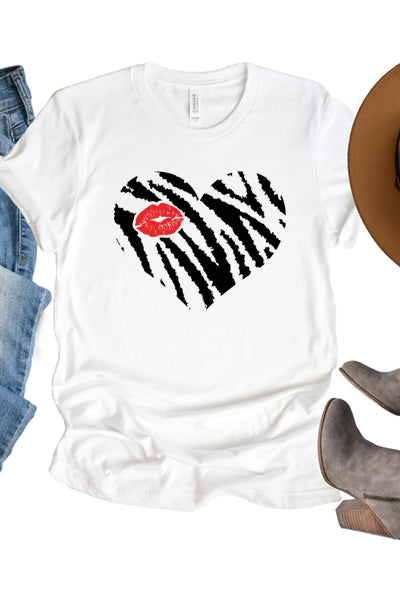 Zebra Heart Graphic T-Shirt