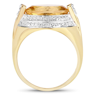 Bague en argent sterling avec citrine et diamants blancs de 4,56 carats