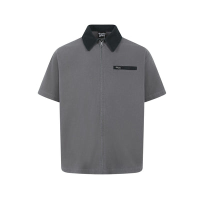 Men's Casual Short Sleeved Shirt with Contrasting Collar