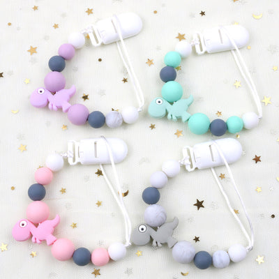 New baby pacifier chain clip teeth glue toy anti-drop chain silicone dinosaur pacifier chain baby products - Korvel