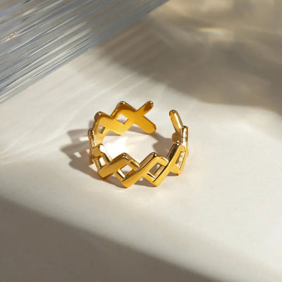Elegant Stainless Steel Cutout Open Ring