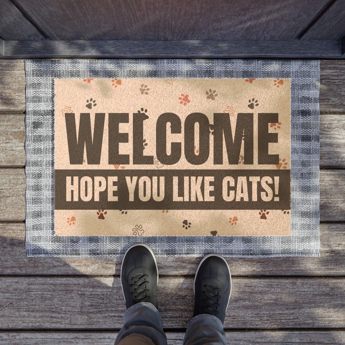 Bienvenue - Tapis de porte J'espère que vous aimez les chats
