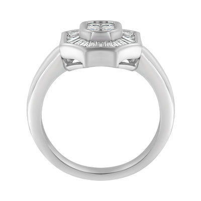 Bague en diamant Art Déco en or blanc 14K - Taille 7
