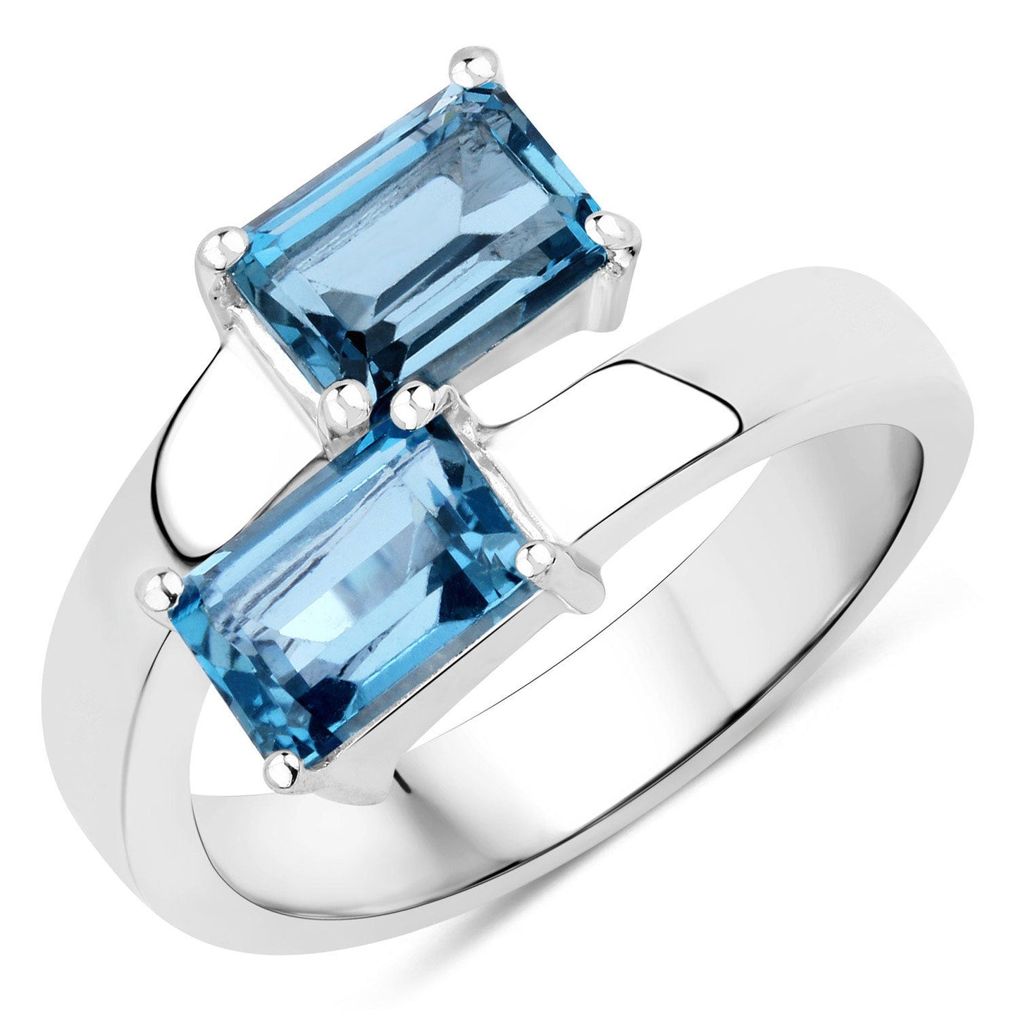 2.40 Carat London Blue Topaz Sterling Silver Engagement Ring