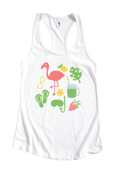 Vibrant Flamingo Racerback Tank - Summer Collection 1796 - Korvel