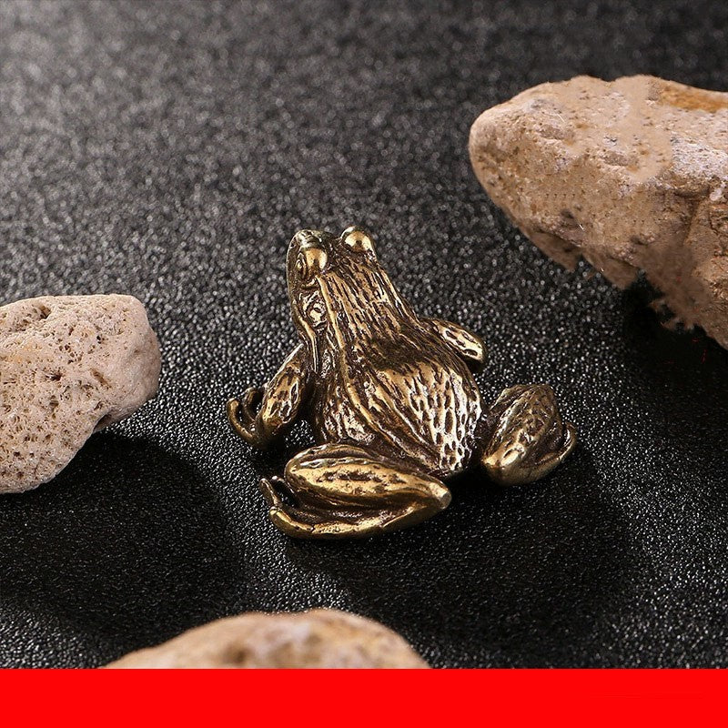 Brass Golden Toad and Toad Fortune Ornament Table Retro Frog Copper Toad Tea Tray Ornament - Korvel
