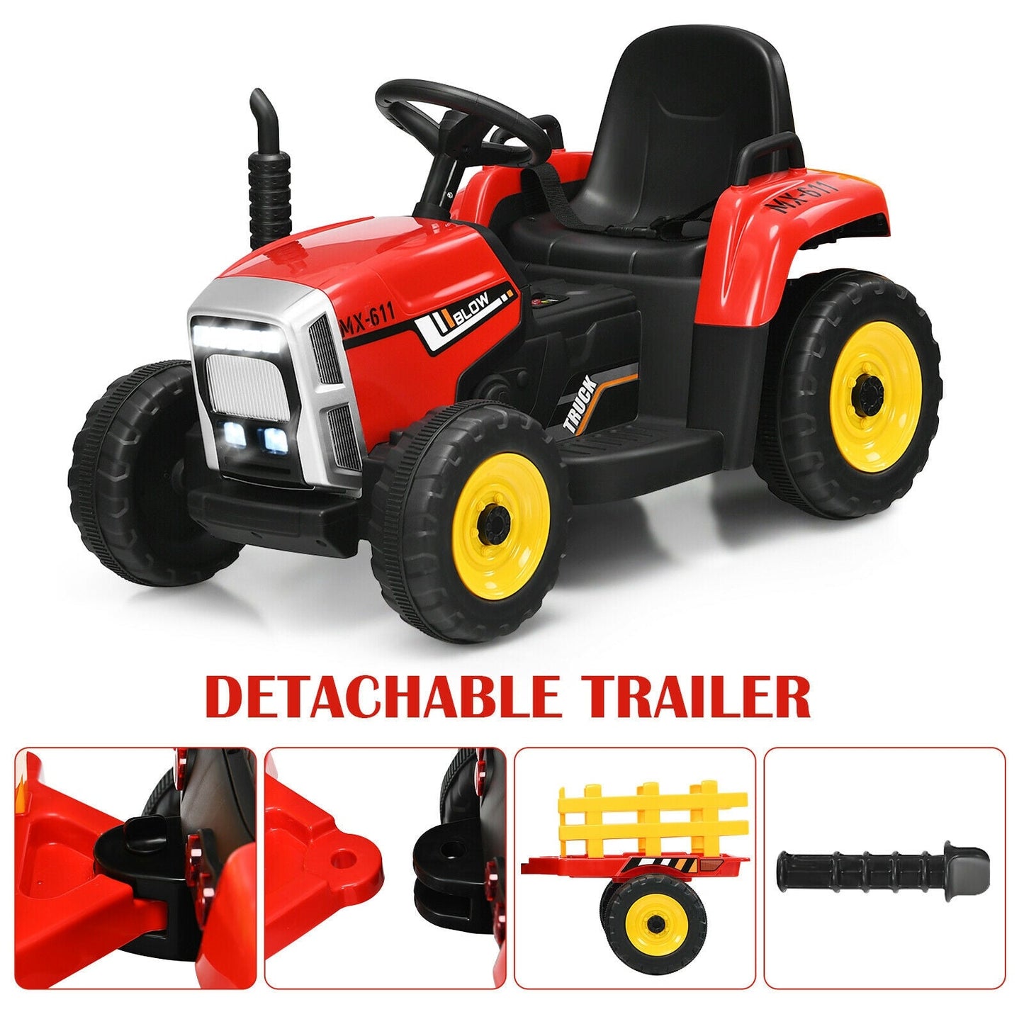 Tractor Eléctrico de 12V para Niños con Cargador 3+ - Rojo