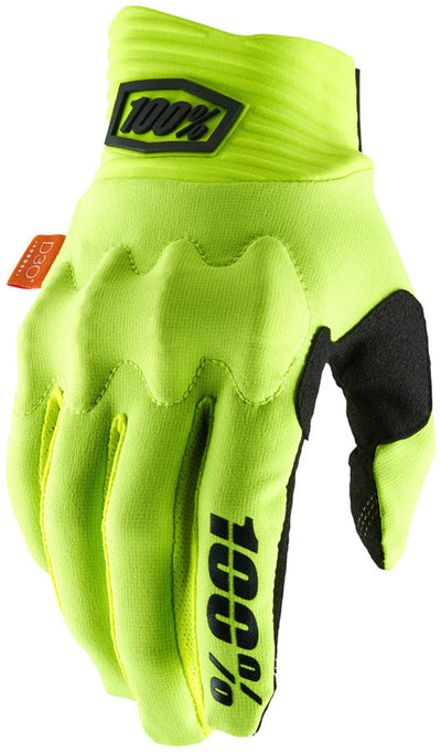 100% Cognito Gloves - Fluorescent Yellow/Black Full Finger Men's Small