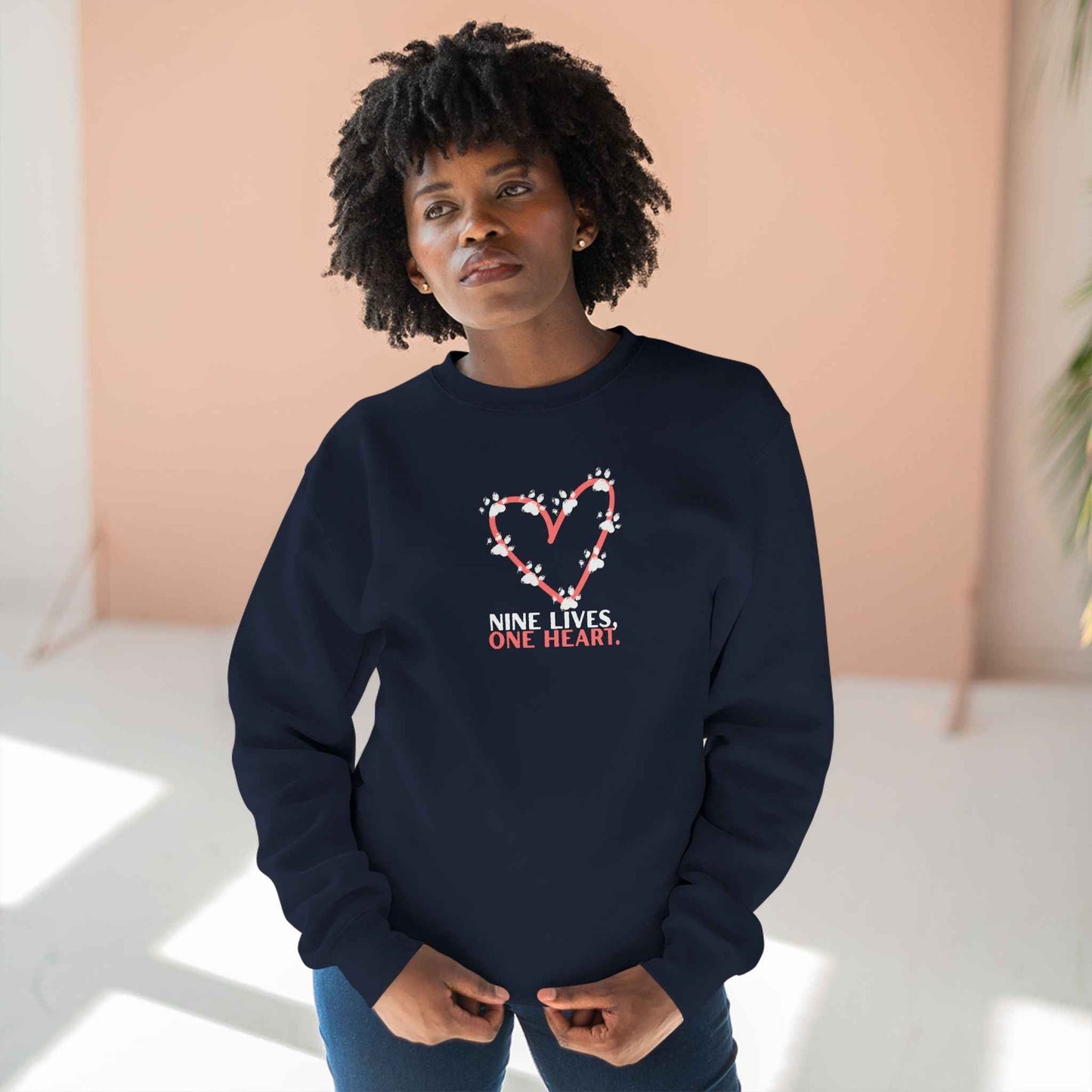 Nine Lives, One Heart Cat Lover Sweatshirt