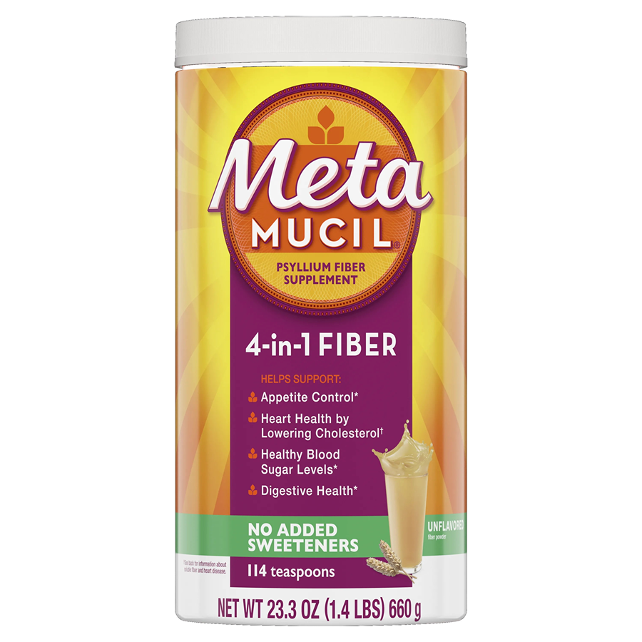 Metamucil Polvo de Cáscara de Psyllium Sin Sabor Suplemento de Fibra