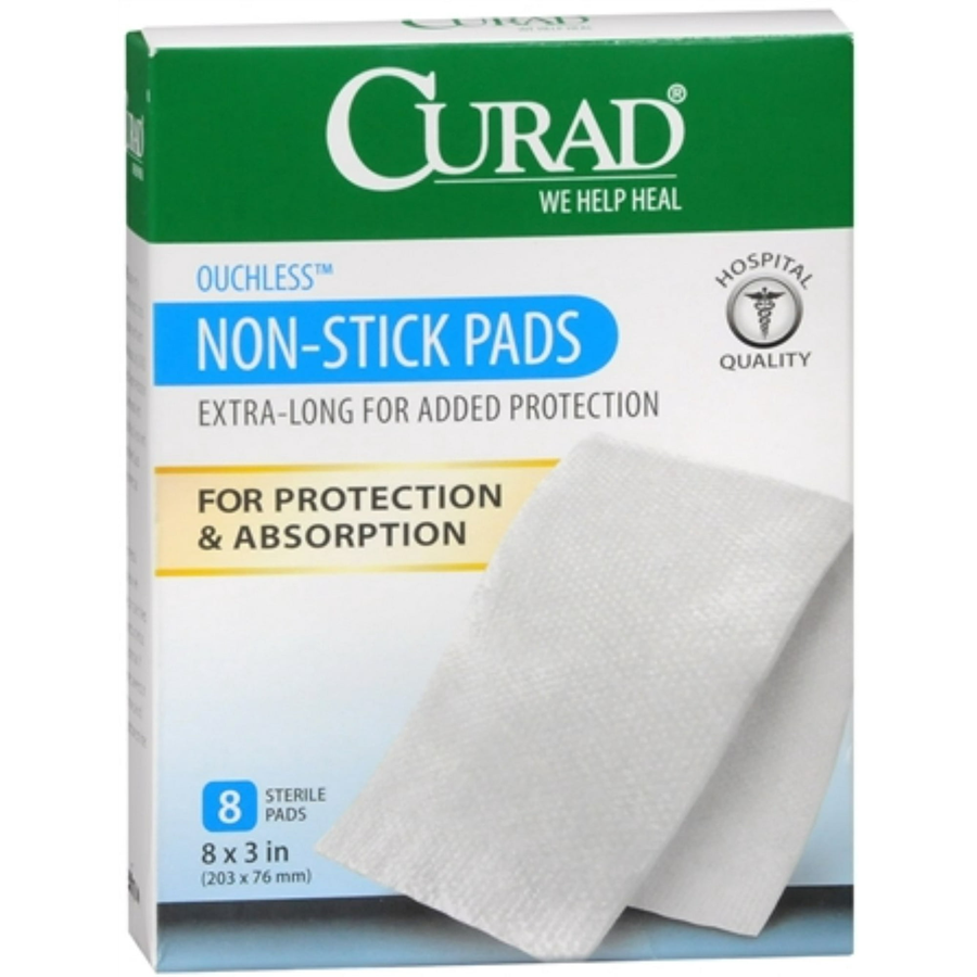 Pansements stériles non adhésifs Curad – Protection des plaies sans douleur, 8 unités