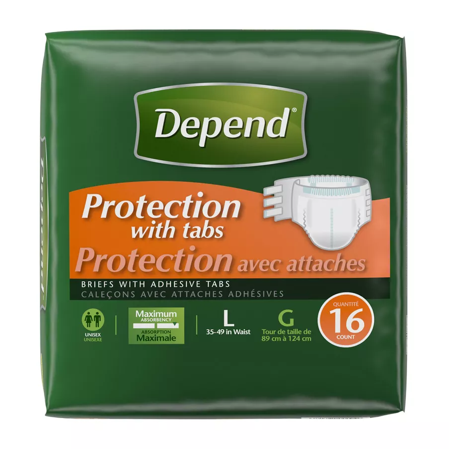 Depend Fresh Protection Incontinence Briefs, Absorbencia Máxima, Grande – 16 Contenido
