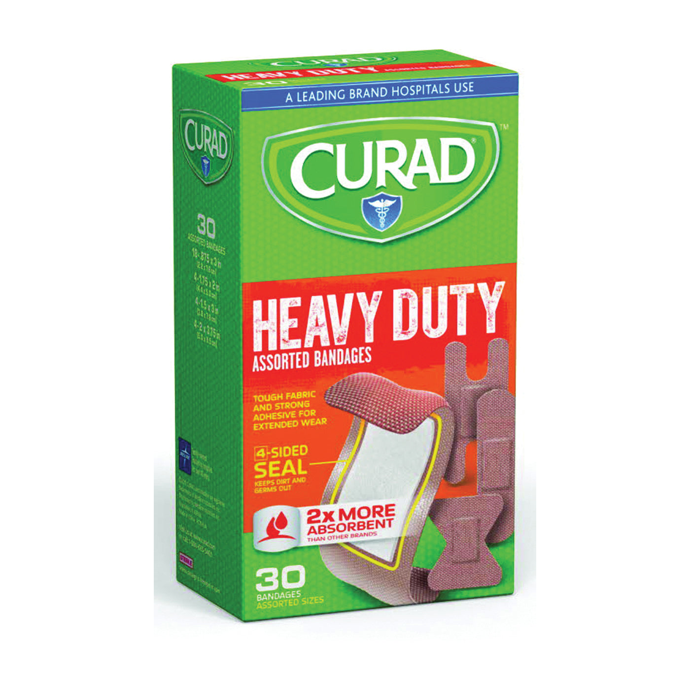 Curad Extreme Hold Adhesive Bandages – Tela Resistente, 30 Contenido