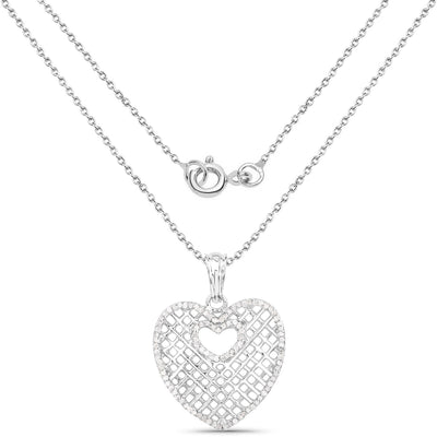 0.52 Carat Genuine White Diamond Sterling Silver Heart Pendant