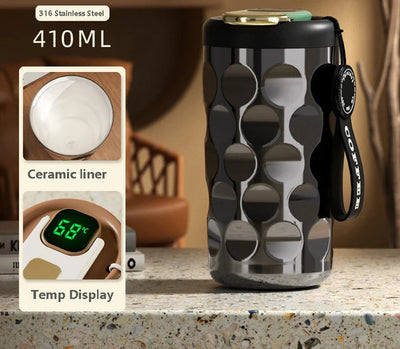LED temperature display insulated cup 316 stainless steel cup intelligent coffee insulated bottle 410ml vacuum bottle coffee cup - Korvel