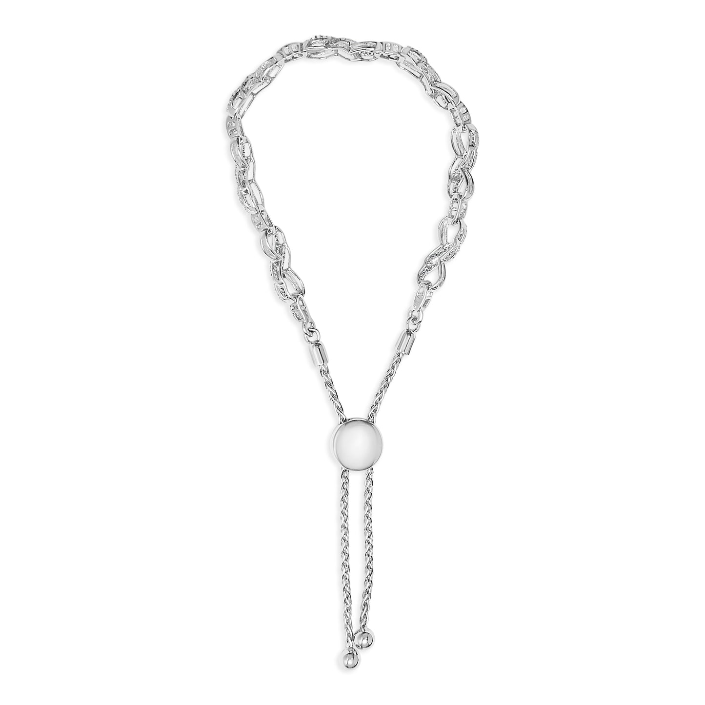 Pulsera Bolo de Enlace Infinito con Diamantes de .925 Plata Esterlina 1/2 Cttw