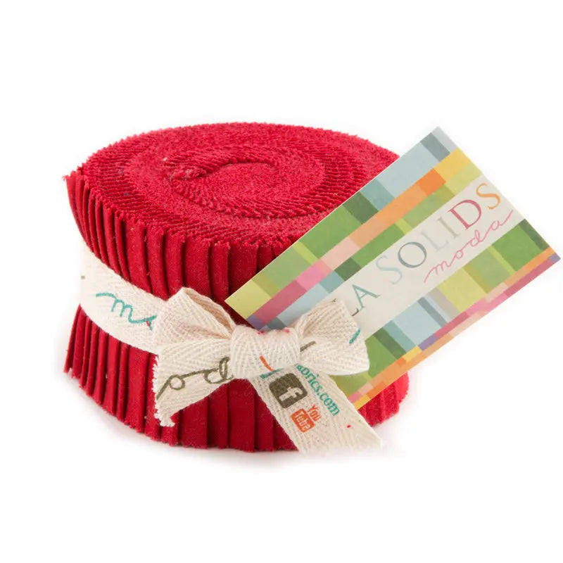Red Bella Solids Junior Jelly Roll - 20 Assorted Pieces