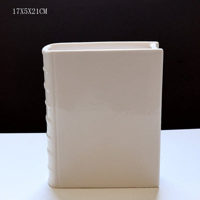 Book Vase - Ceramic, Cute & for Home Decor, with Flower & Shelf Options - Korvel