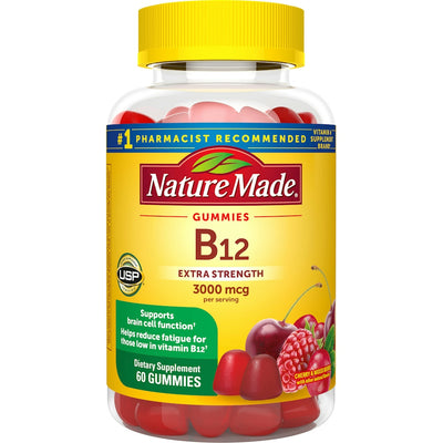 Nature Made Extra Strength Vitamin B12 Gummies, Cherry & Mixed Berry, 3000 Mcg