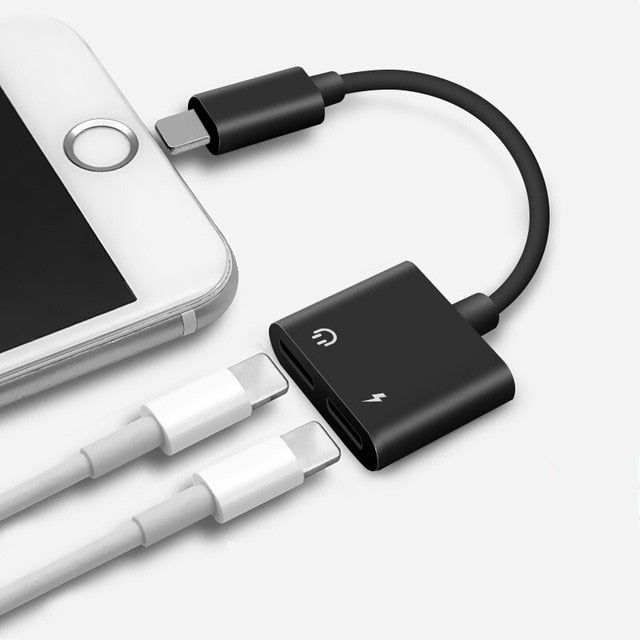 udio Adapter Charger Cable For iPhone X 8 Dual Headphone Aux cable for Lightning Converter For iPhone 10 Charging Splitter - Korvel