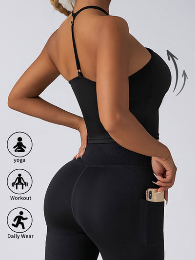 Premium Crop Top Sports Bra with Built-In Pads for Women