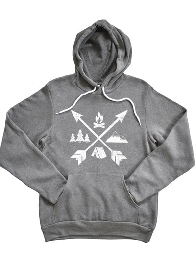 Adventure-Ready Unisex Hoodie - Camping Arrows 1891 - Korvel