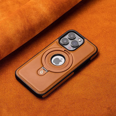 Suitable for Apple 16Promax phone case leather magnetic bracket iPhone 15 anti drop protective case - Korvel
