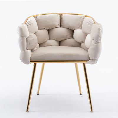 Luxury modern simple leisure velvet single sofa chair bedroom manicure table back chair beige - Korvel