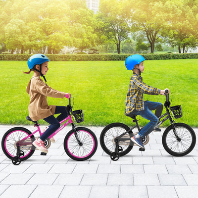 18 Inch Kids Bike with Basket and Training Wheels