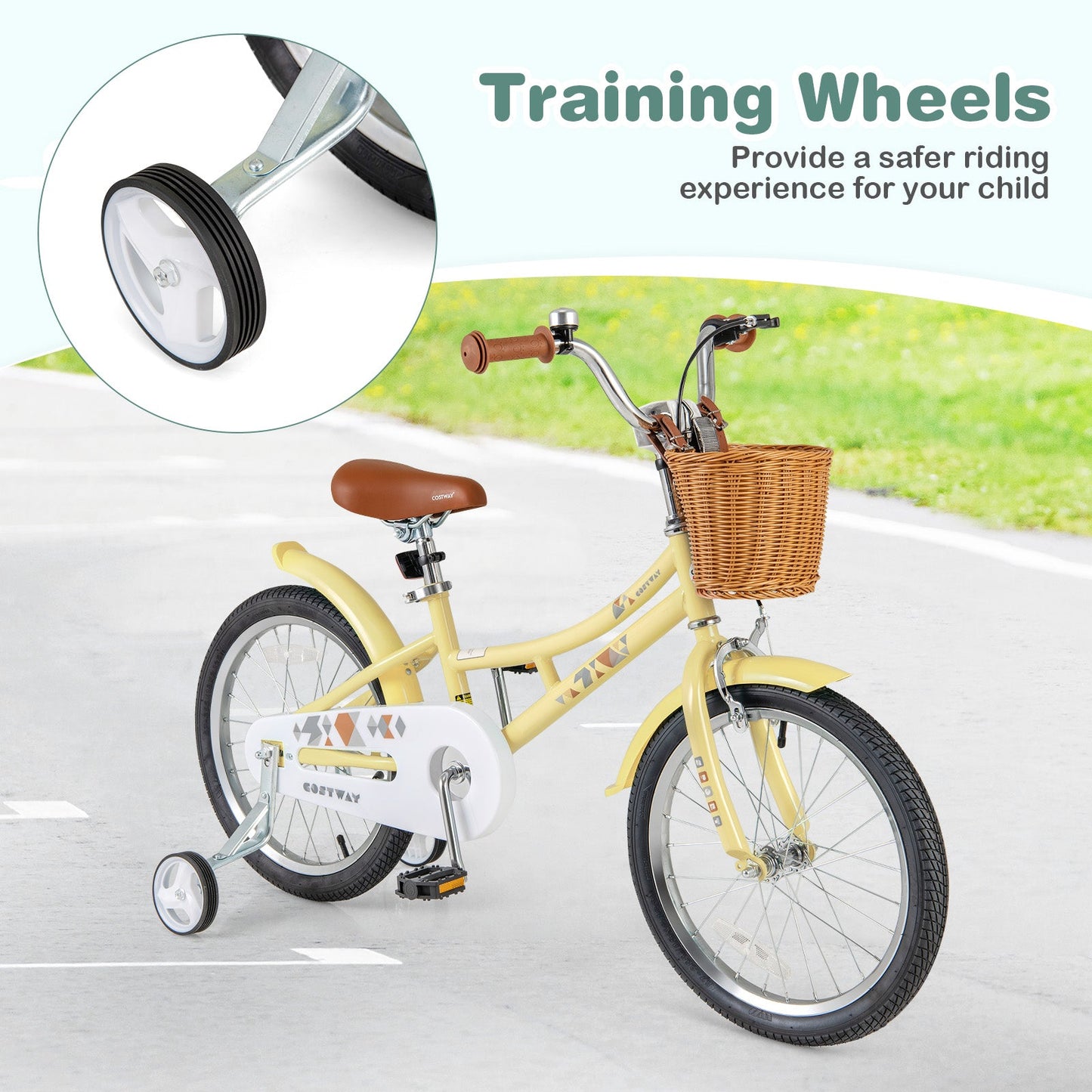 Adjustable 18-Inch Kids Bike with Reflectors and Bell