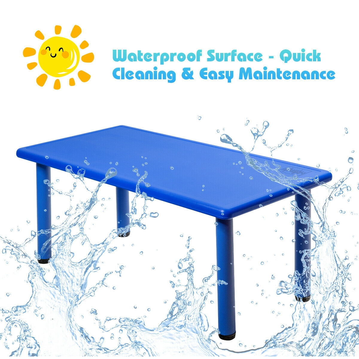Mesa de Aprendizaje y Juego Rectangular de Plástico para Niños - Azul