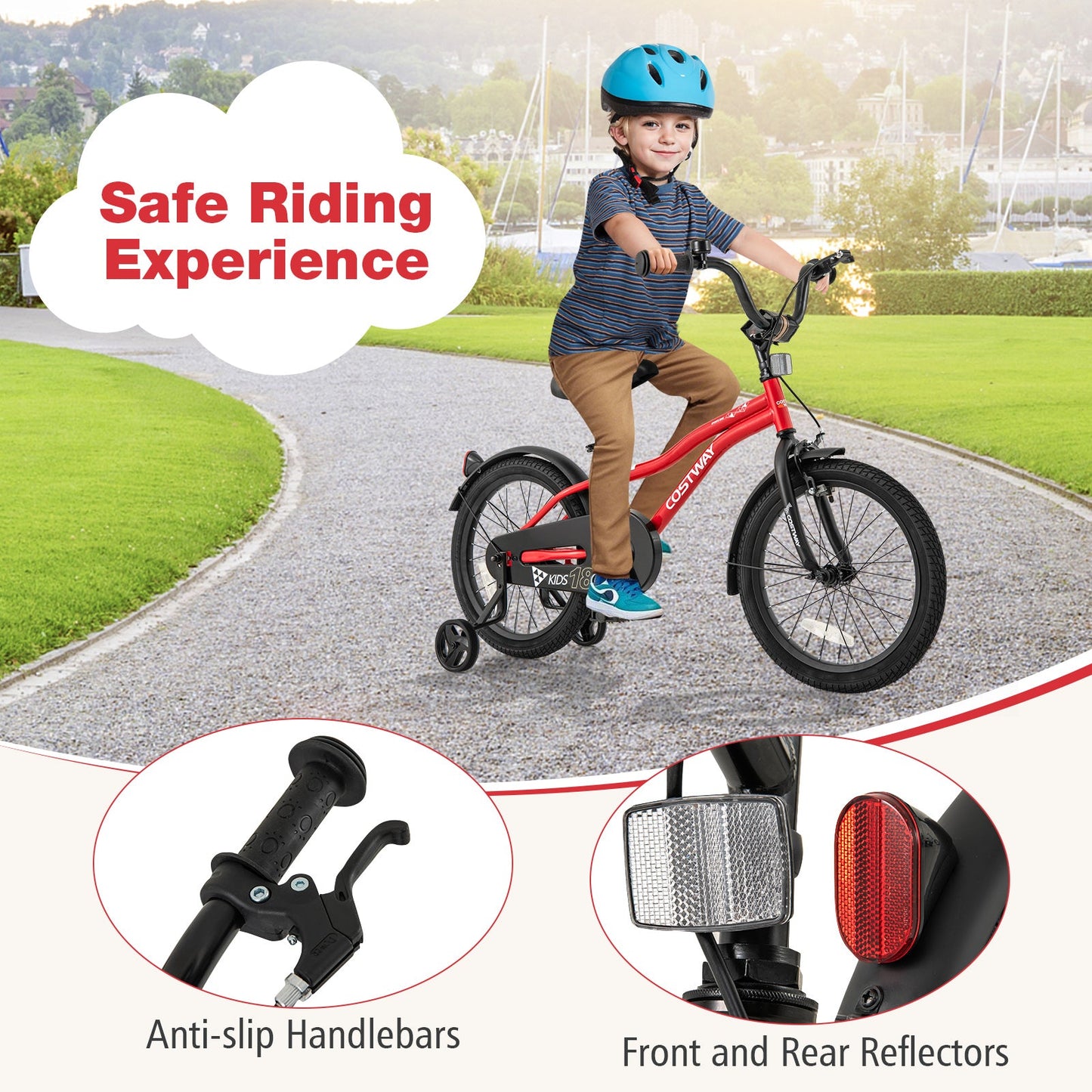 Gbruno 18 Inch Kids Bike with Adjustable Features and Safety Accessories