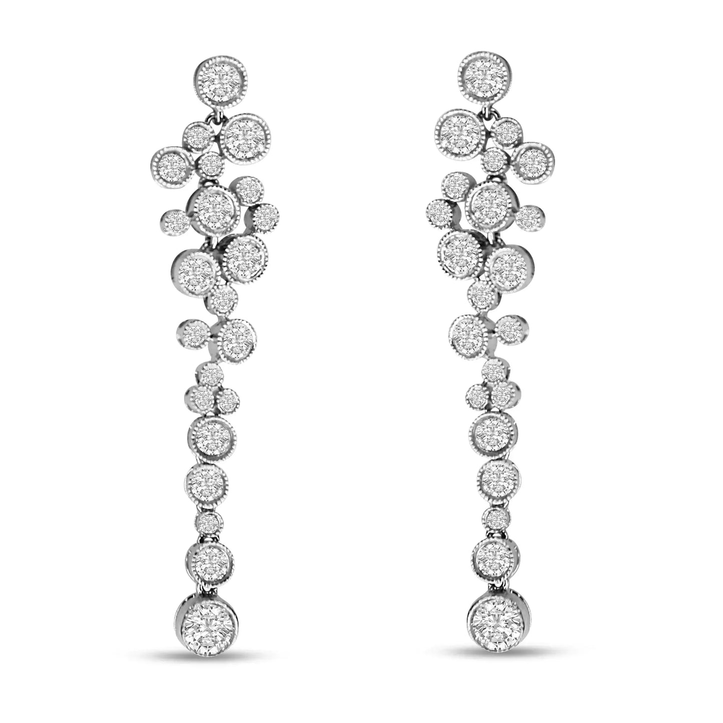 Boucles d'oreilles pendantes en diamant en or blanc 18K - 3,15 cttw