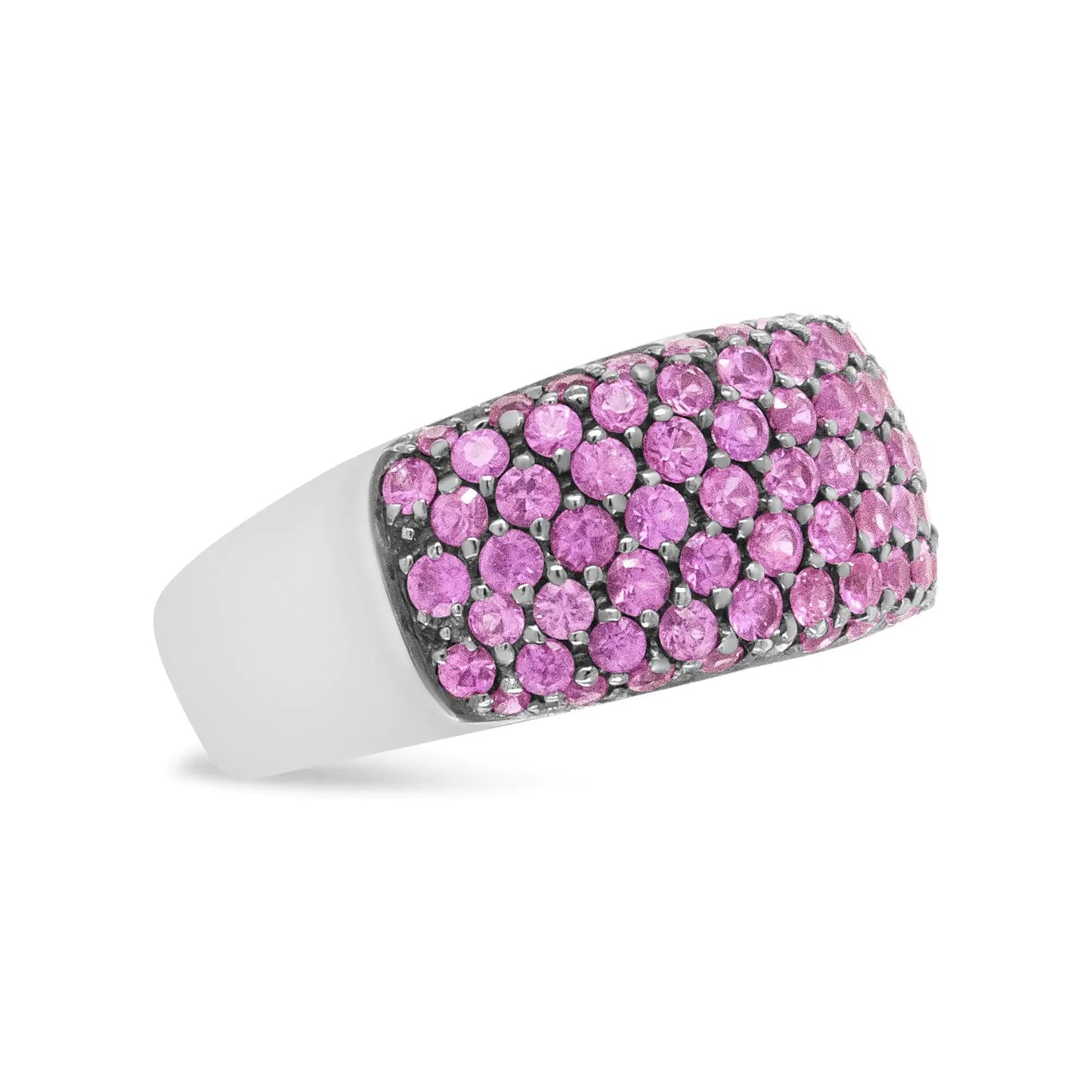 18K White Gold and Black Rhodium Multi Row Pink Sapphire Band Ring