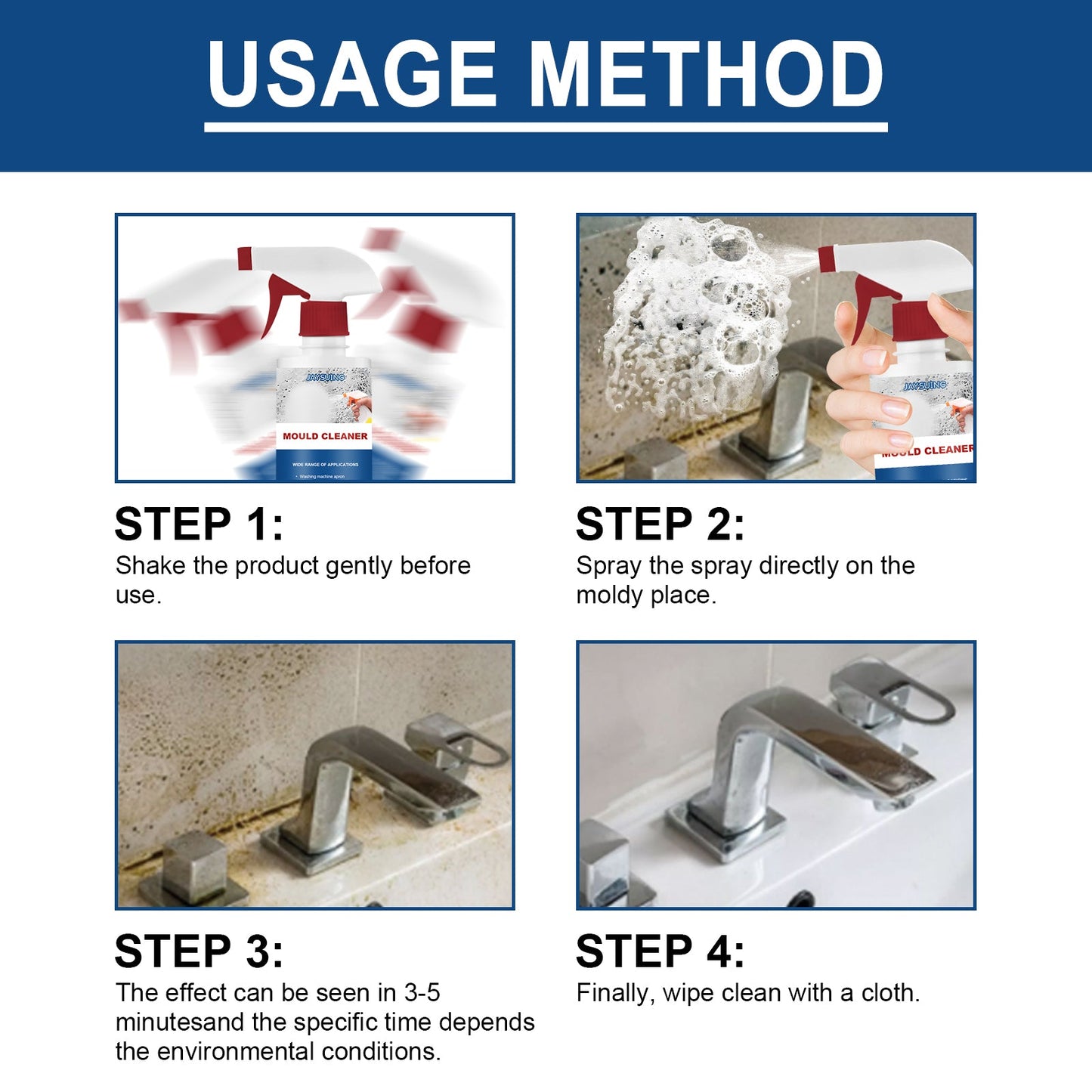 Mold Remover Spray, Ceiling Bathroom Tile Wall Multi-Effect Cleaning Decontamination And Mildew Removal Spray - Korvel