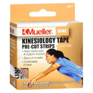 Mueller Kinesiology Tape Pre-Cut Strips - Beige