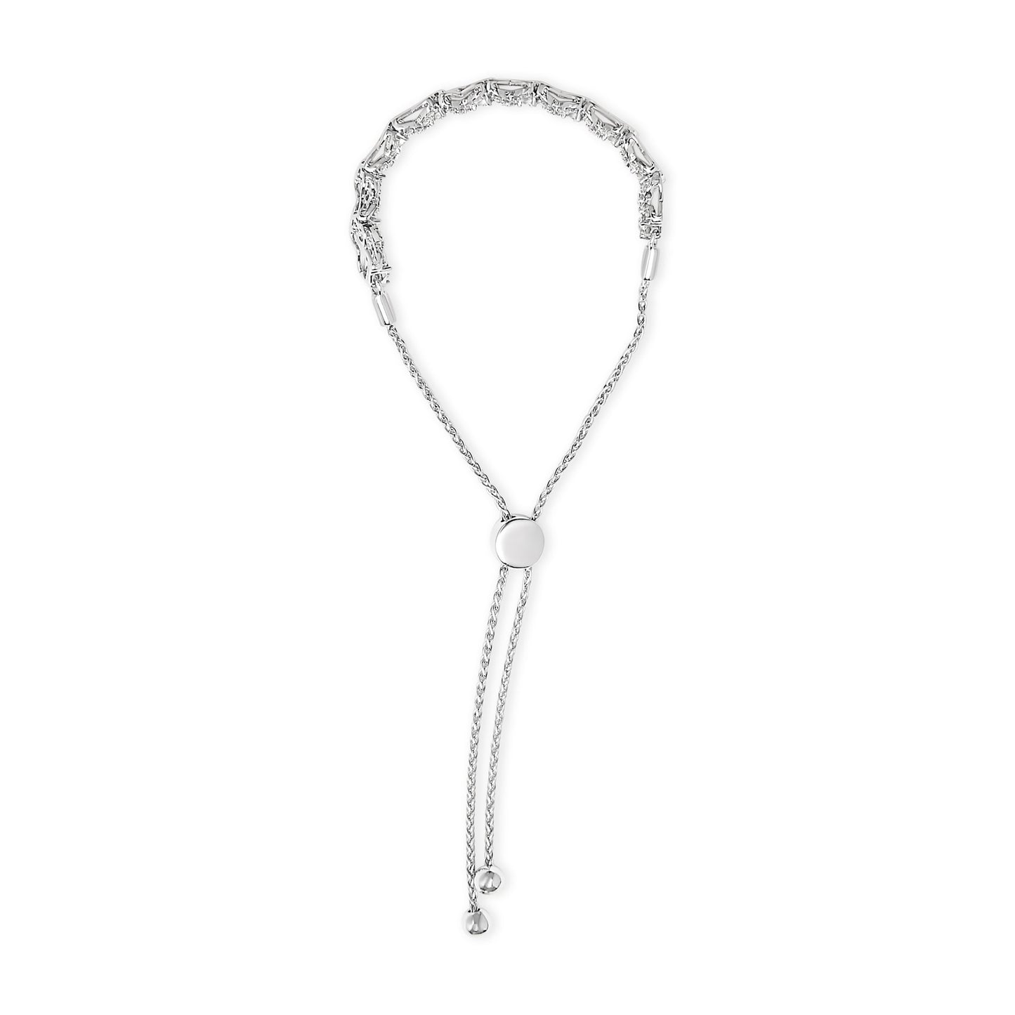 Bracelet Bolo en Argent Sterling .925 avec Diamants en X