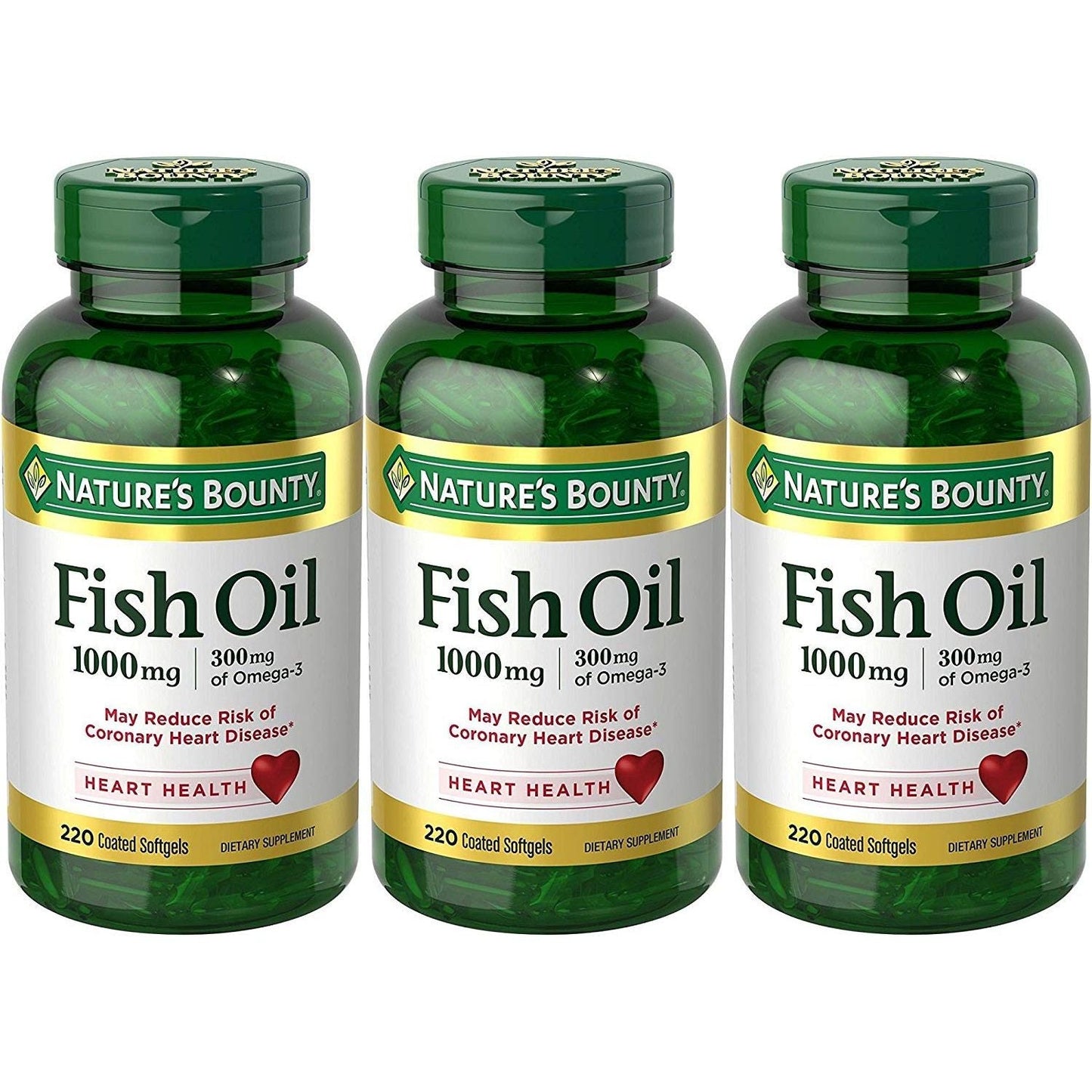 Nature's Bounty Fish Oil, Omega-3 Dietary Supplement, 1000 Mg, 220 Softgels