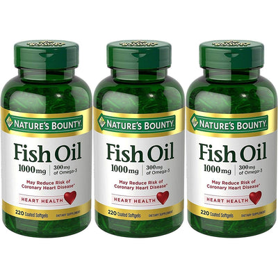 Nature's Bounty Fish Oil, Omega-3 Dietary Supplement, 1000 Mg, 220 Softgels