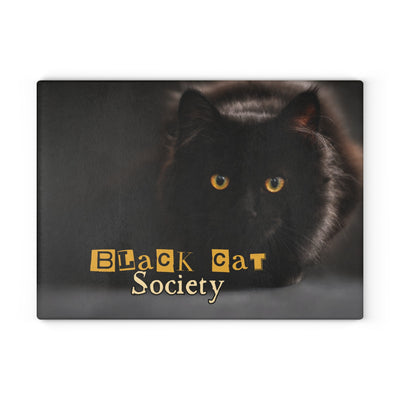 Charming Black Cat Society Glass Cutting Board - Korvel