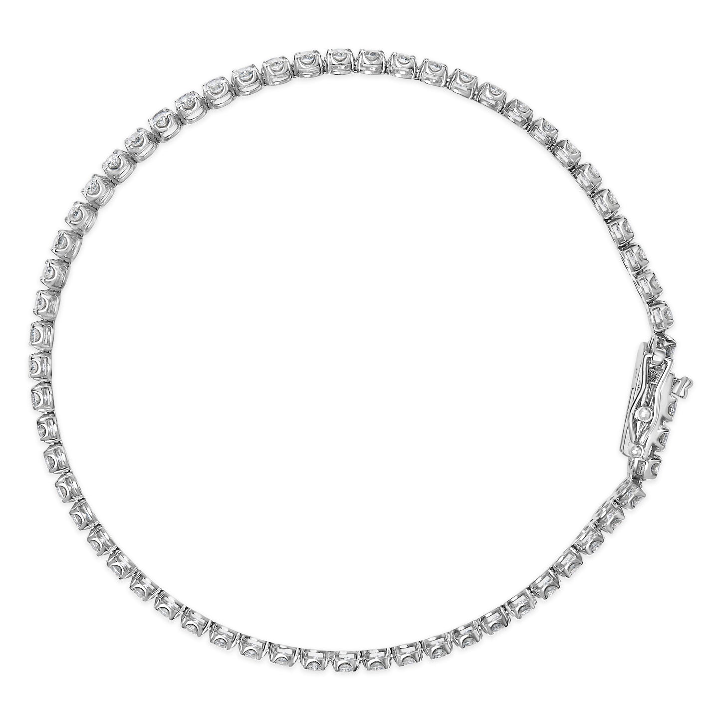 Pulsera de tenis de diamantes de doble fila en oro blanco de 18 quilates - 7"