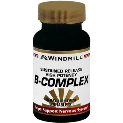 Tabletas de liberación sostenida de complejo vitamínico B-50 de Windmill - 60 conteo