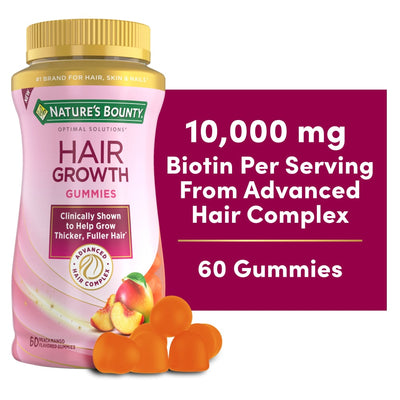 Nature's Bounty Optimal Solutions Hair Growth Gummies - Peach Flavor