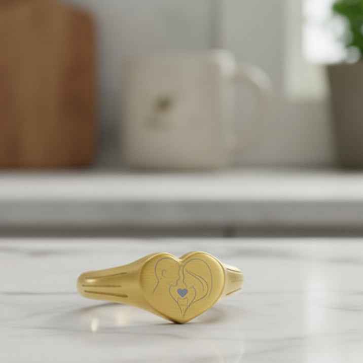 Whiskered Love Heart Signet Ring — Third Wheel Edition